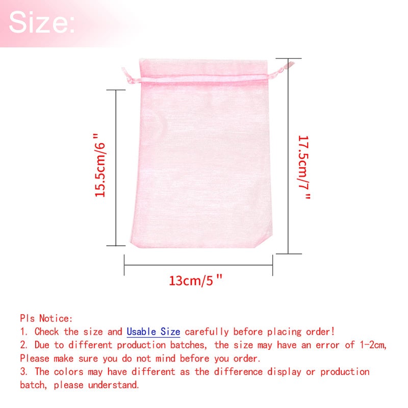 Bezall 50Pcs Pink Organza Gift Bags 5x7 Inch, Mesh Jewelry Gift Bags Drawstring Christmas Candy Pouch Wedding Party Favor Bags - Image 3